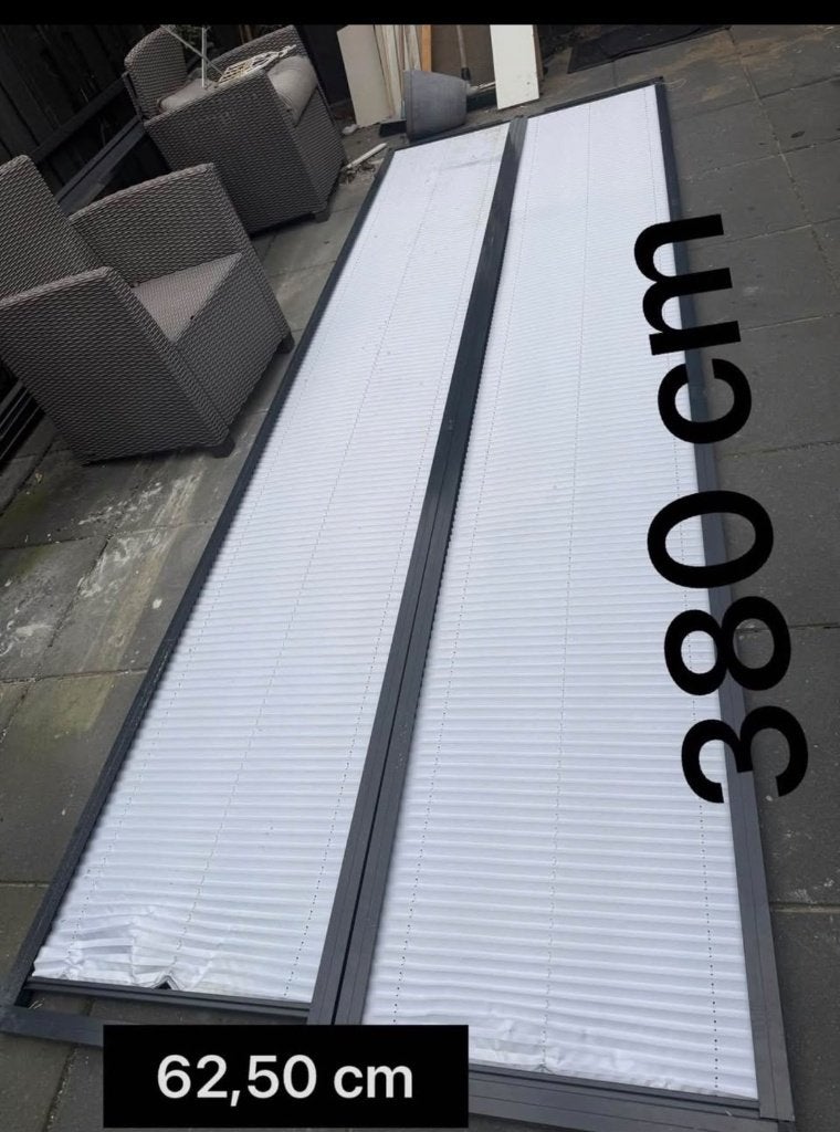 7 x Er zijn plisségordijnen voor veranda 380 cm x62,50cm, Ophalen of Verzenden, 160 cm of meer, 160 cm of meer
