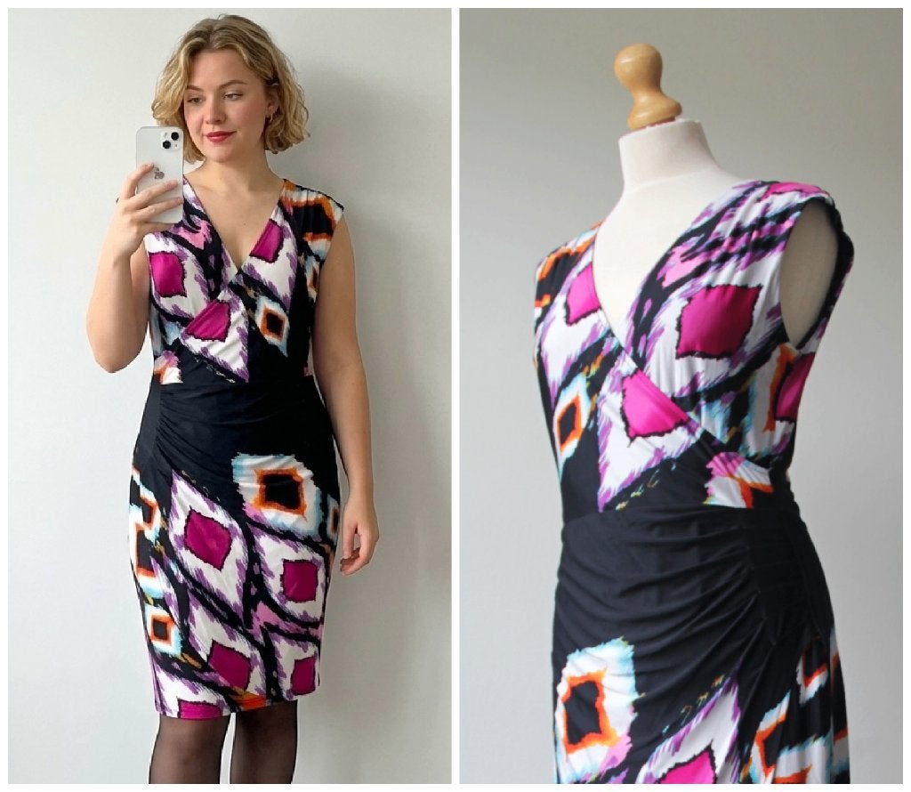 Joseph Ribkoff - prachtige jurk / zwart roze / maat 36, Kleding | Dames, Joseph Ribkoff, Zo goed als nieuw, Maat 36 (S), Boven de knie