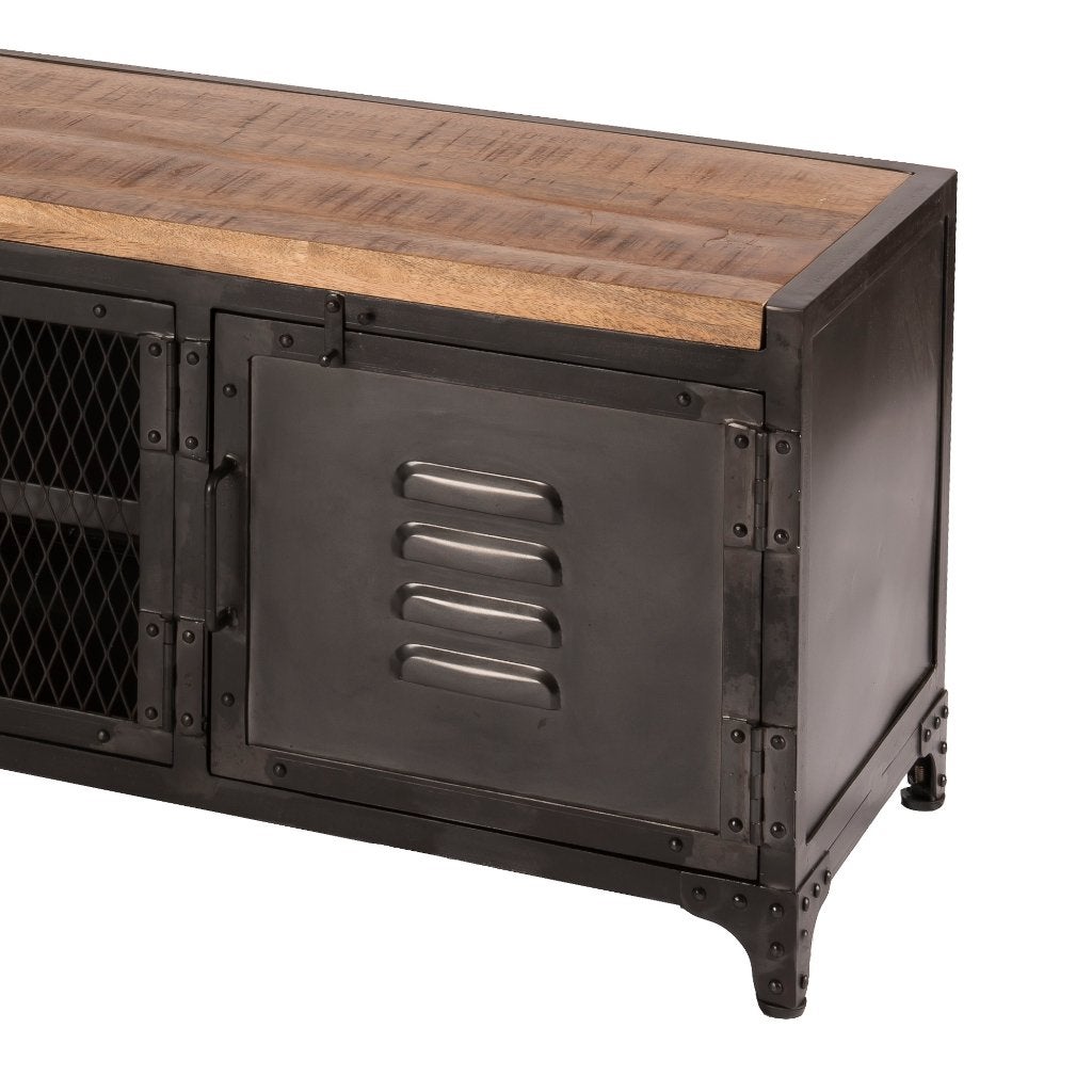 TV Meubel Industrieel Dressoir TV Kast van Mango en Metaal, Overige houtsoorten, Info@dehanzeherten.nl, De Hanze Herten BV, 150 tot 200 cm