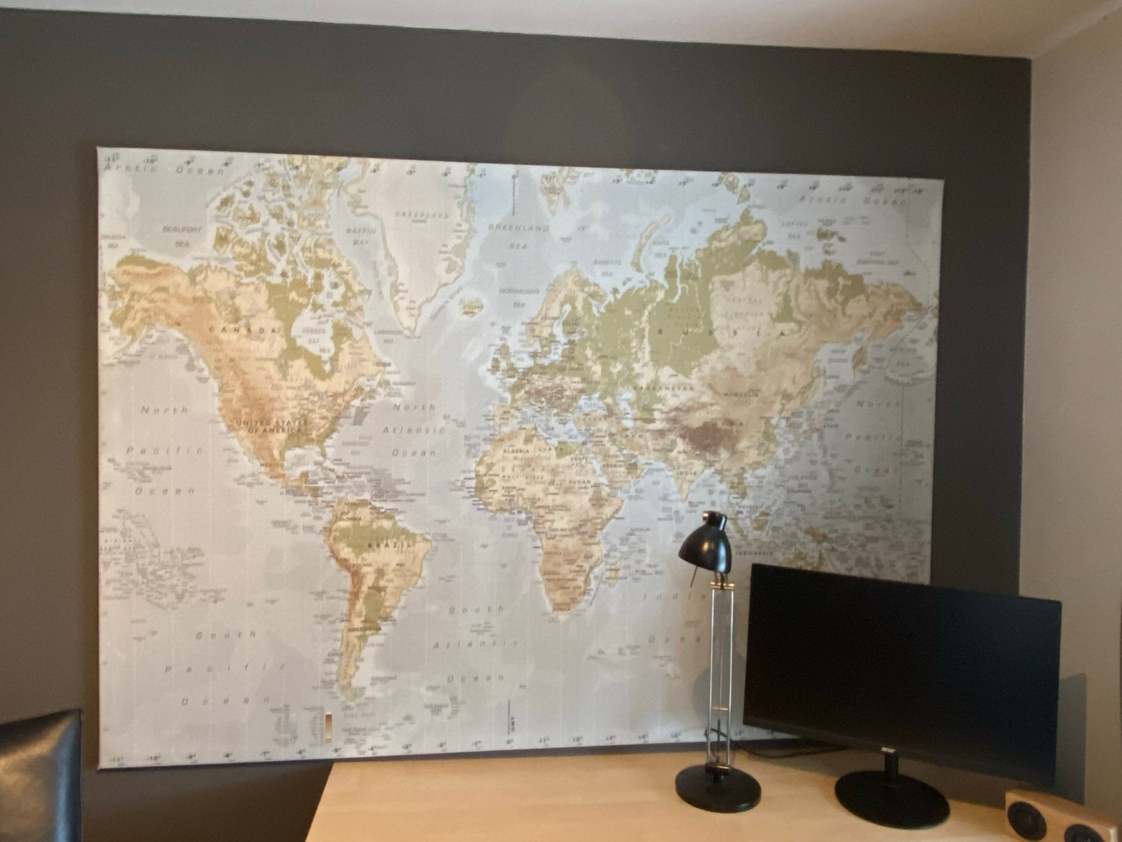 Grote wereldkaart canvas - perfect voor kantoor of studeerka, Ophalen, 125 cm of meer, 75 – 100, Print