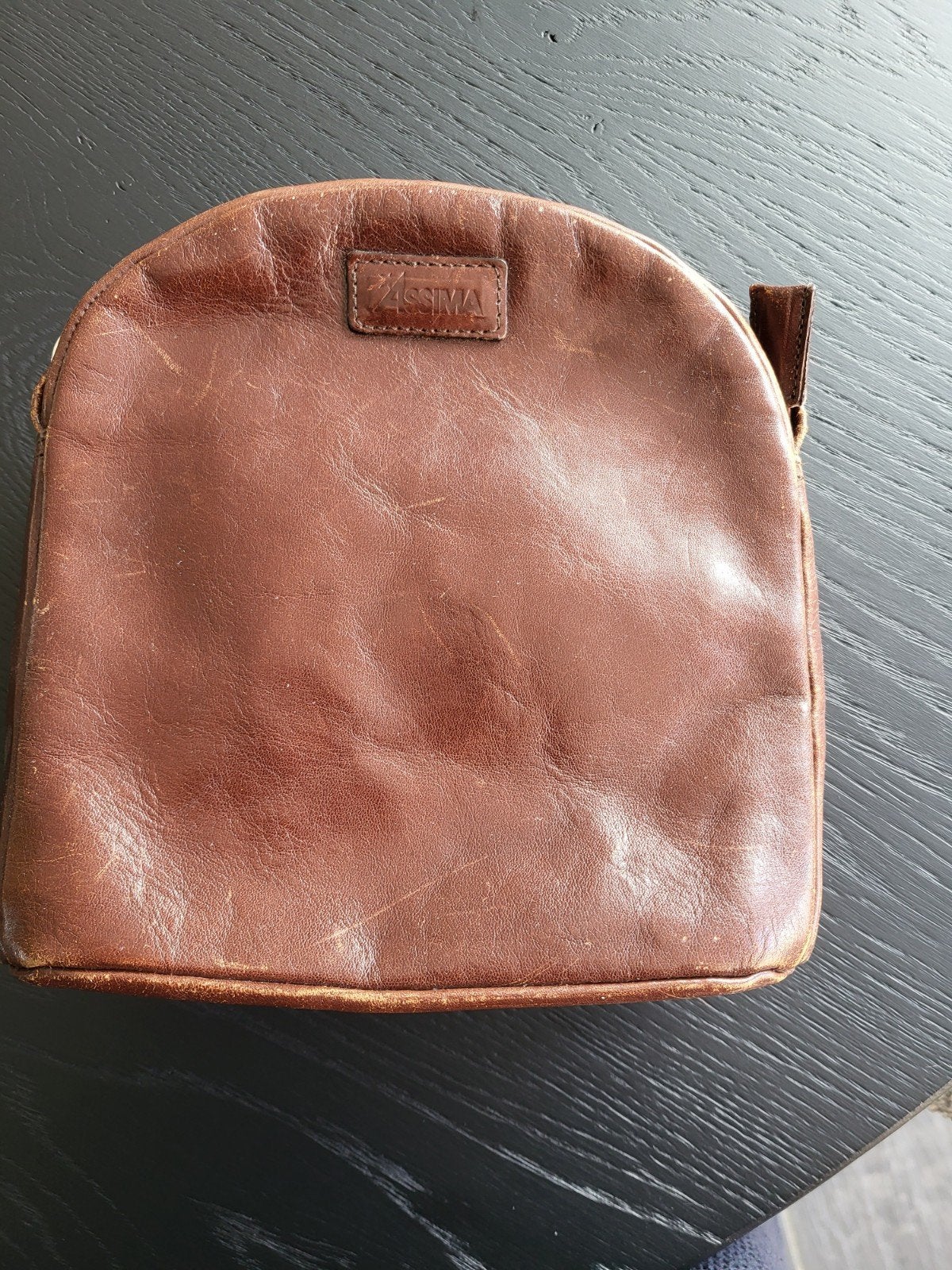Vintage bruine leren schoudertas van Passima, Ophalen of Verzenden, Gebruikt, Bruin, Schoudertasje