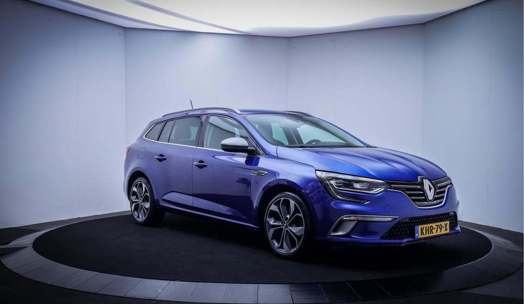 Renault Mégane Estate 1.3T 160Pk Aut. GT-Line IRON BLAUW |, Gebruikt, Zwart, 4 cilinders, Blauw