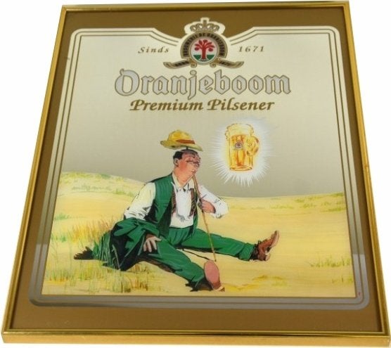 Spiegel in lijst "Oranjeboom premium pilsener", Verzamelen, Ophalen of Verzenden, Zo goed als nieuw, Overige typen, Oranjeboom