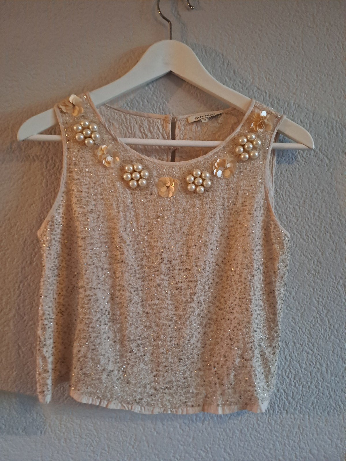 River Island Top met Pailletten en Parels - Maat 38, Maat 38/40 (M), Ophalen of Verzenden, Zo goed als nieuw, Zonder mouw