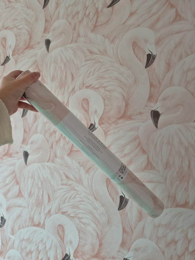 Rol behang flamingo print lichtroze, Ophalen of Verzenden, Minder dan 10 m², Roze