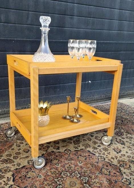 vintage barkart/serveerwagen/bijzettafel op wieltjes, Ophalen, Huis en Inrichting