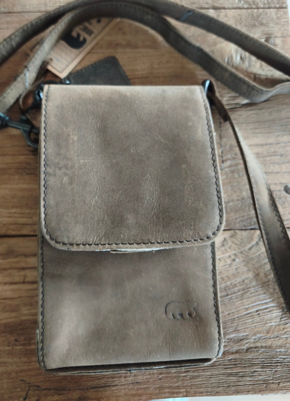 Bear Design Telefoontasje / Crossbody Tasje Leer, Ophalen of Verzenden, Nieuw, Bruin, Schoudertasje