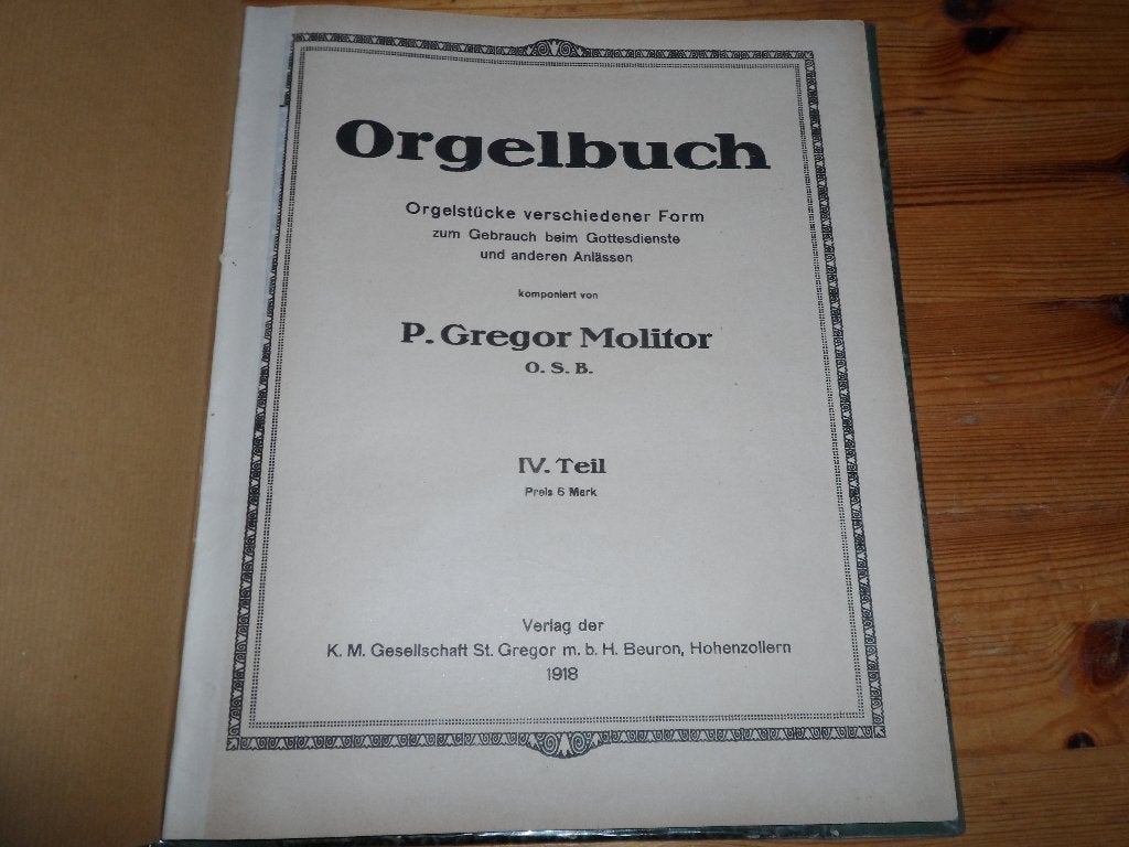 P. Gregor molitor orgelbuch teil 4, Orgel, Gebruikt, Klassiek, Ophalen of Verzenden
