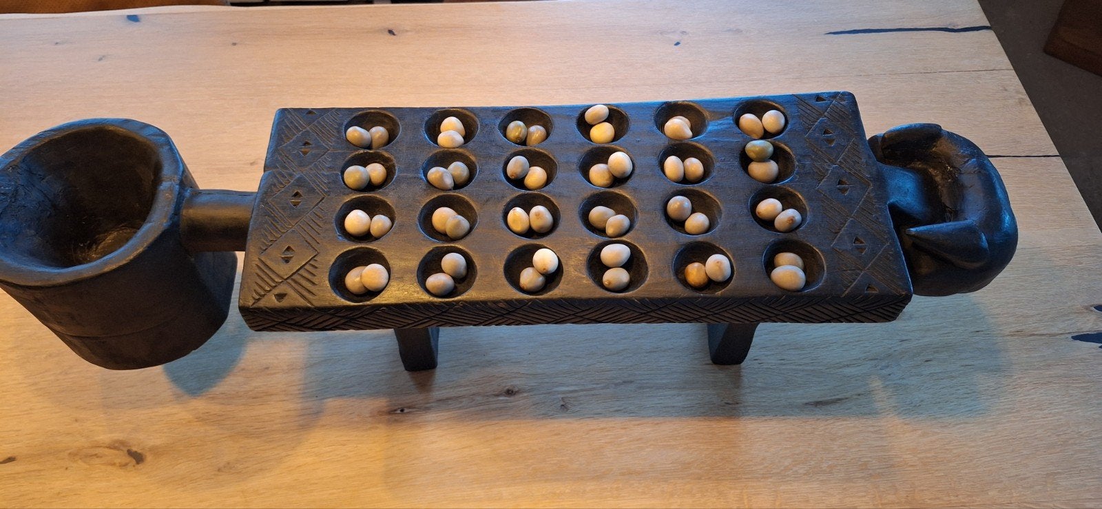 Handgesneden Houten Mancala Spel (West-Afrika) – Vintage Dec, Ophalen of Verzenden