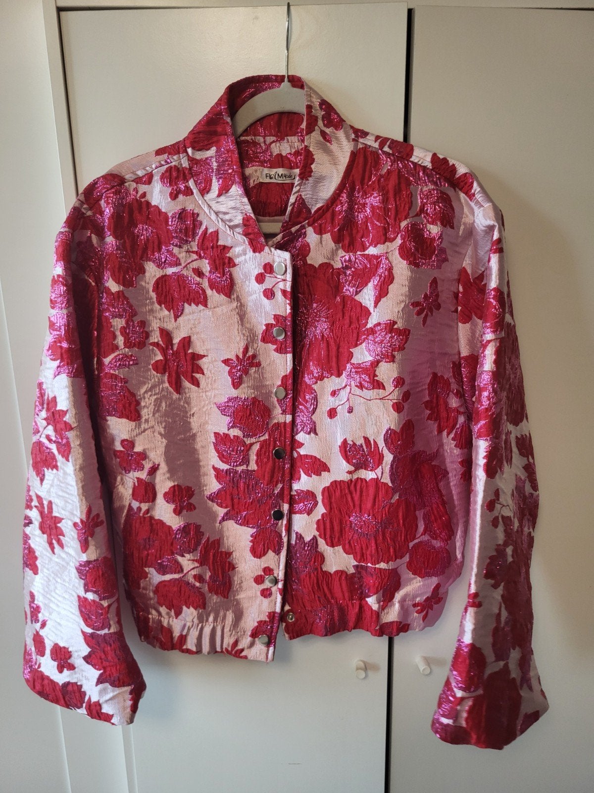 Flammode Bomberjack met bloemenprint, Maat 38/40 (M), Ophalen of Verzenden, Roze, Flammode
