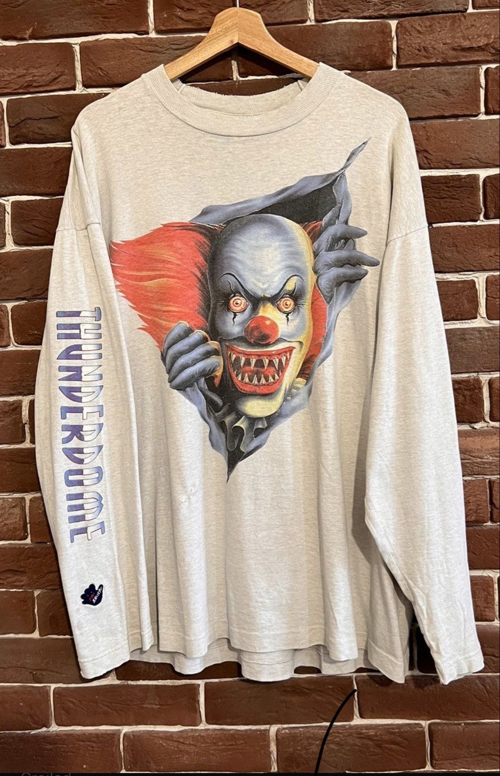 Vintage Thunderdome VIII Clown Lange Mouwen T-shirt, Ophalen, Gedragen, Overige maten, Grijs