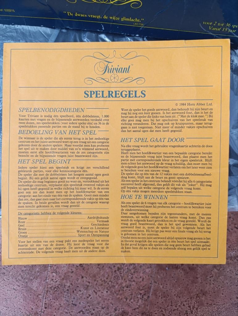 Triviant Bordspel - Klassiek Vragen- en Antwoordspel, Vijf spelers of meer, Ophalen of Verzenden, Zo goed als nieuw, Horn Abbot Ltd.