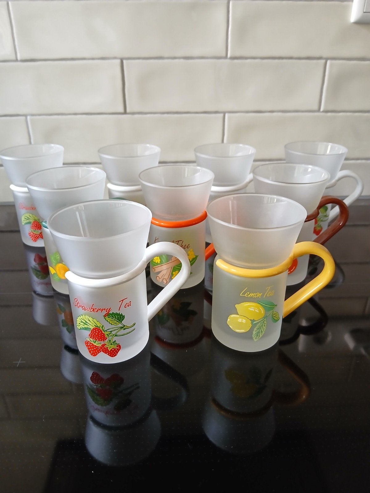 Vintage Inspiration matte theeglazen, '80, Ophalen of Verzenden, Huis en Inrichting