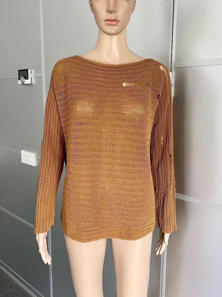 H868 Sarah Pacini maat L=42/44 gebreide trui top bruin, Kleding | Dames, Bruin, Sarah Pacini, Maat 42/44 (L), Ophalen of Verzenden