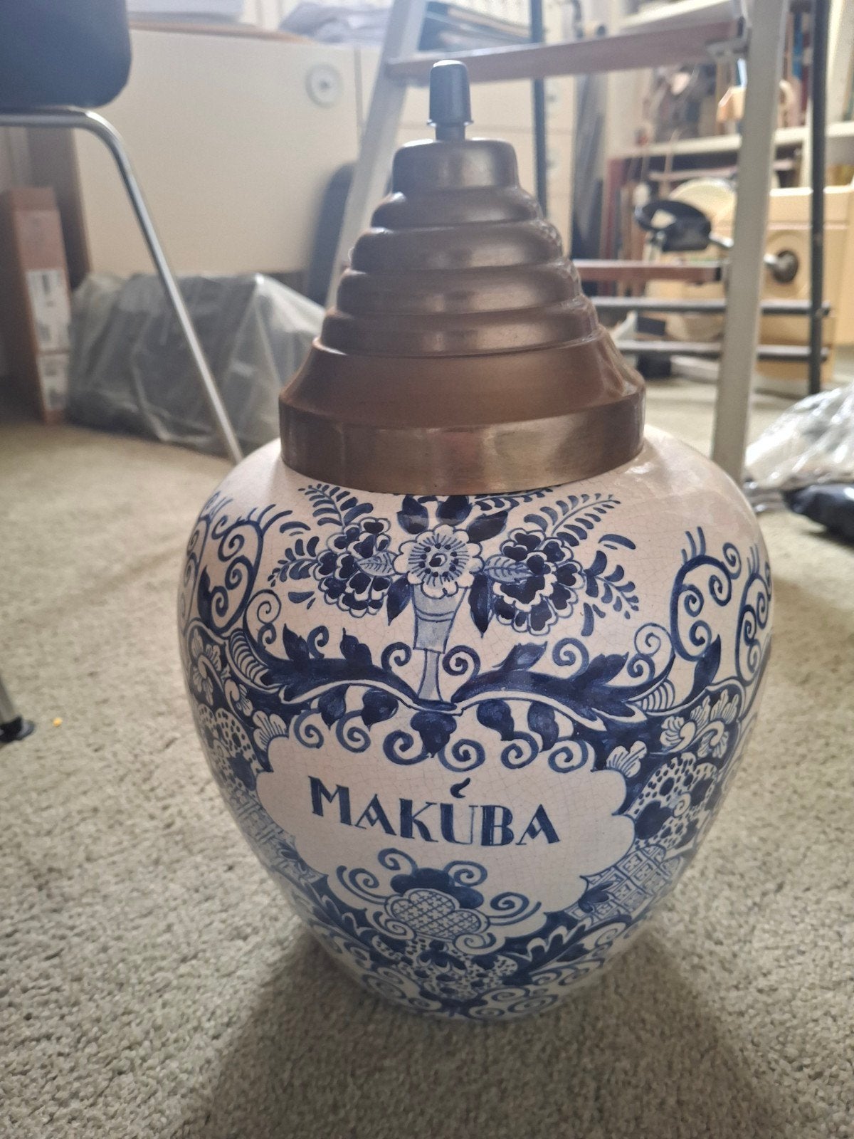 Antieke Makuba Tabakspot - Delfts Blauw Stijl, Ophalen