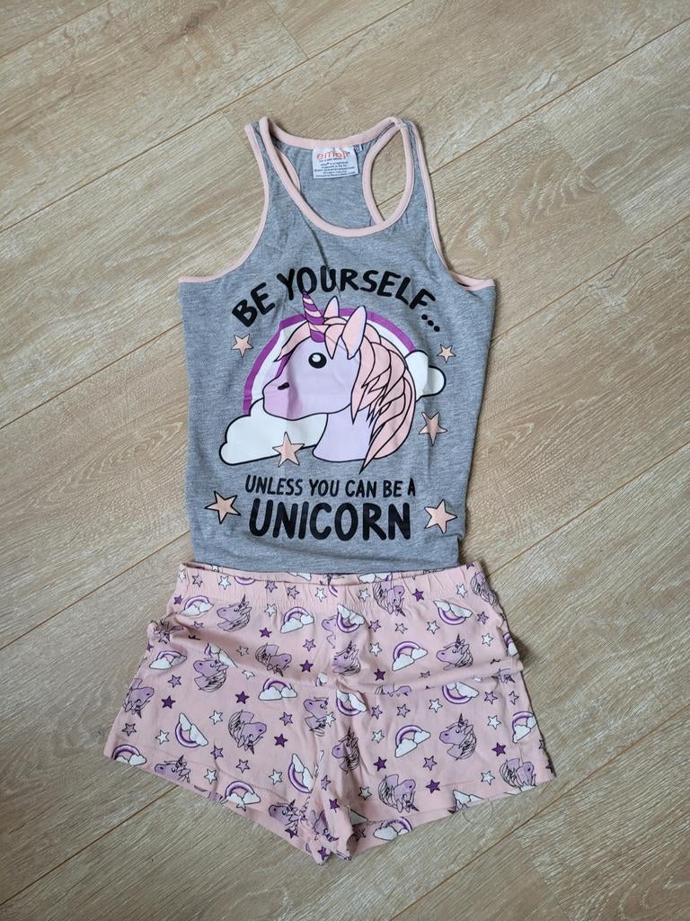Shortama unicorn van Emoji mt 146-152, Ophalen of Verzenden, Zo goed als nieuw, Meisje, Nacht- of Onderkleding
