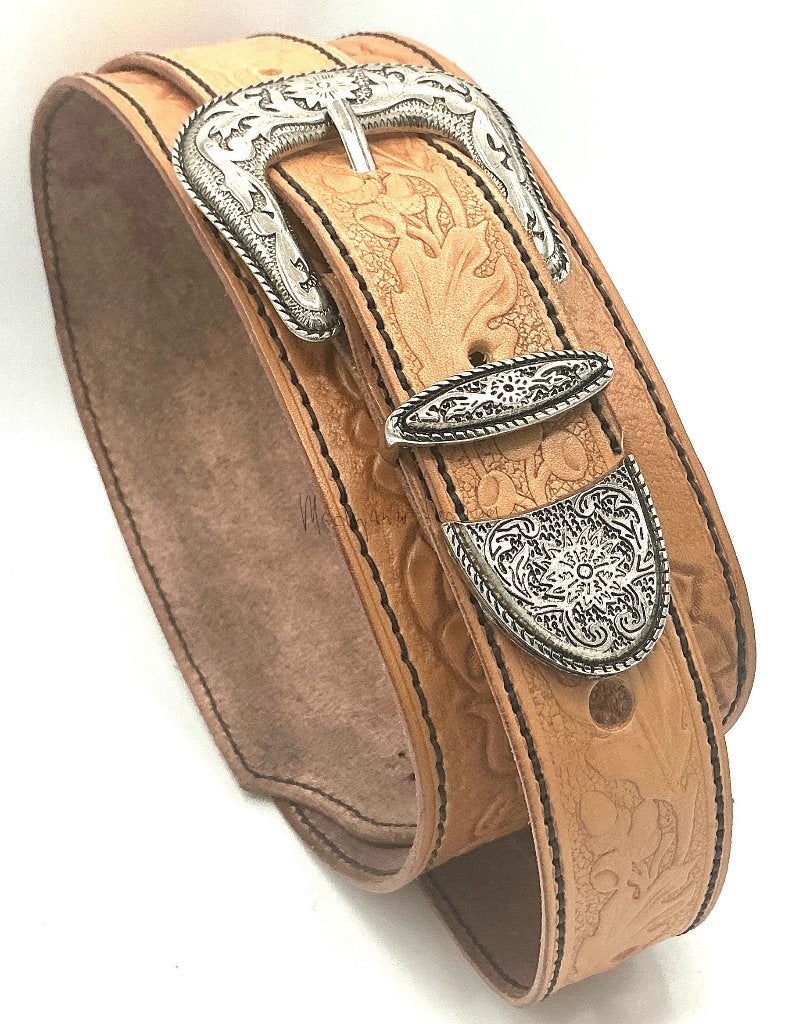 Gitaarband leer GB019 leer 7x152cm western zonnebloem, Verzenden, Nieuw, Akoestische basgitaar