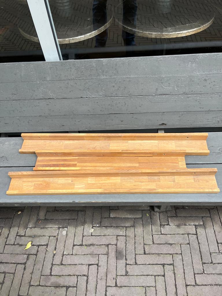 Eiken fotoplankjes - 2x 100cm, 1x 77cm, 10cm breed, Doe-het-zelf en Verbouw, Hout en Planken, Ophalen, Gebruikt, Minder dan 25 mm