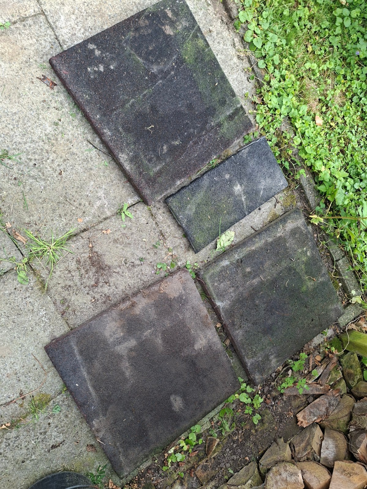 Rubberen tegels 50x50, Tuin en Terras, Tegels en Klinkers, Ophalen, Gebruikt, Overige typen, Rubber