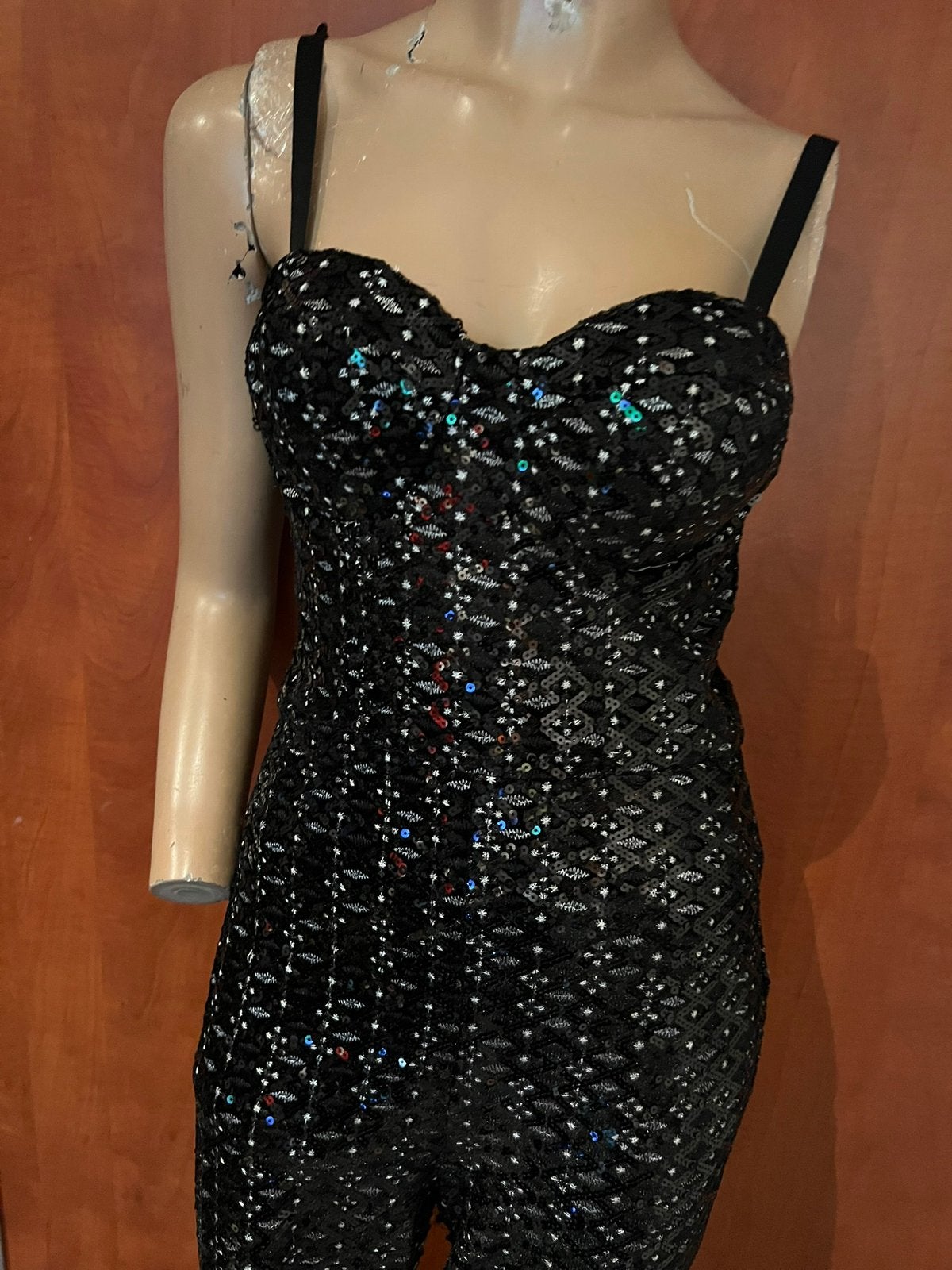 UNIQUE jumpsuit velvel met lovertjes maat m origineel zgan, Kleding | Dames, Maat 38/40 (M), G, G, Zwart