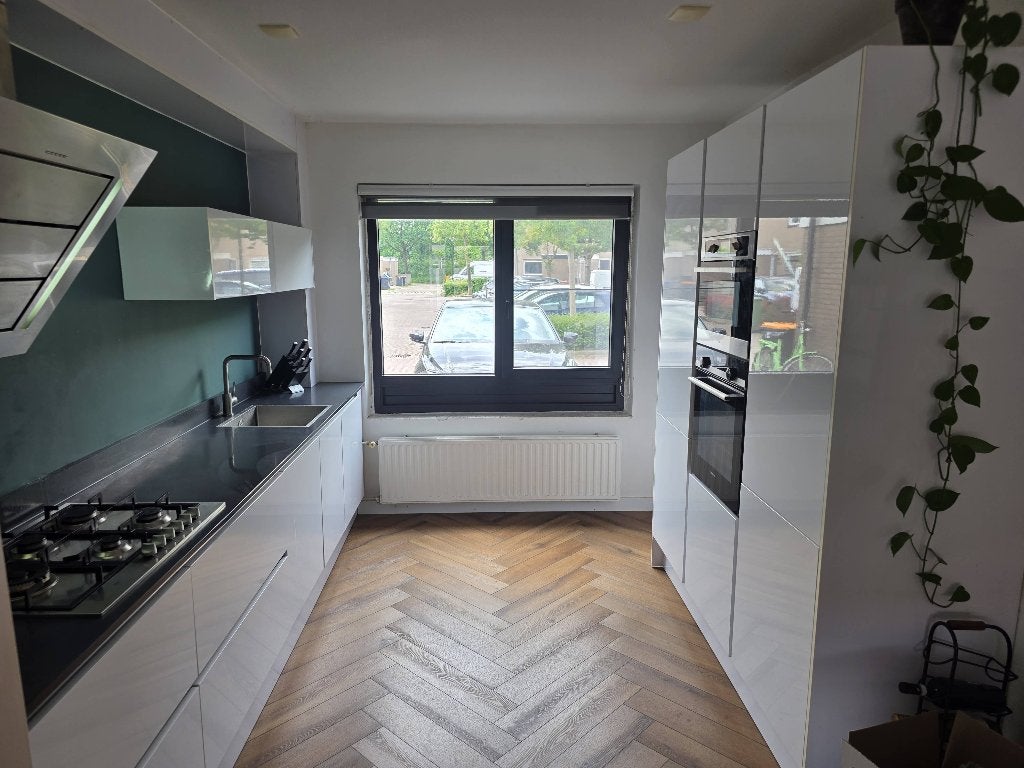 Keuken - hoogglans wit, Ophalen, Gebruikt, Wit, Dubbelwandige keuken