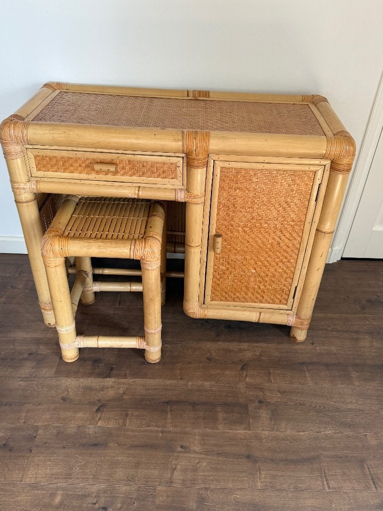 toilettafel van bamboe, Huis en Inrichting, Tafels | Kaptafels, Zo goed als nieuw, Minder dan 100 cm, 50 tot 100 cm, Overige materialen