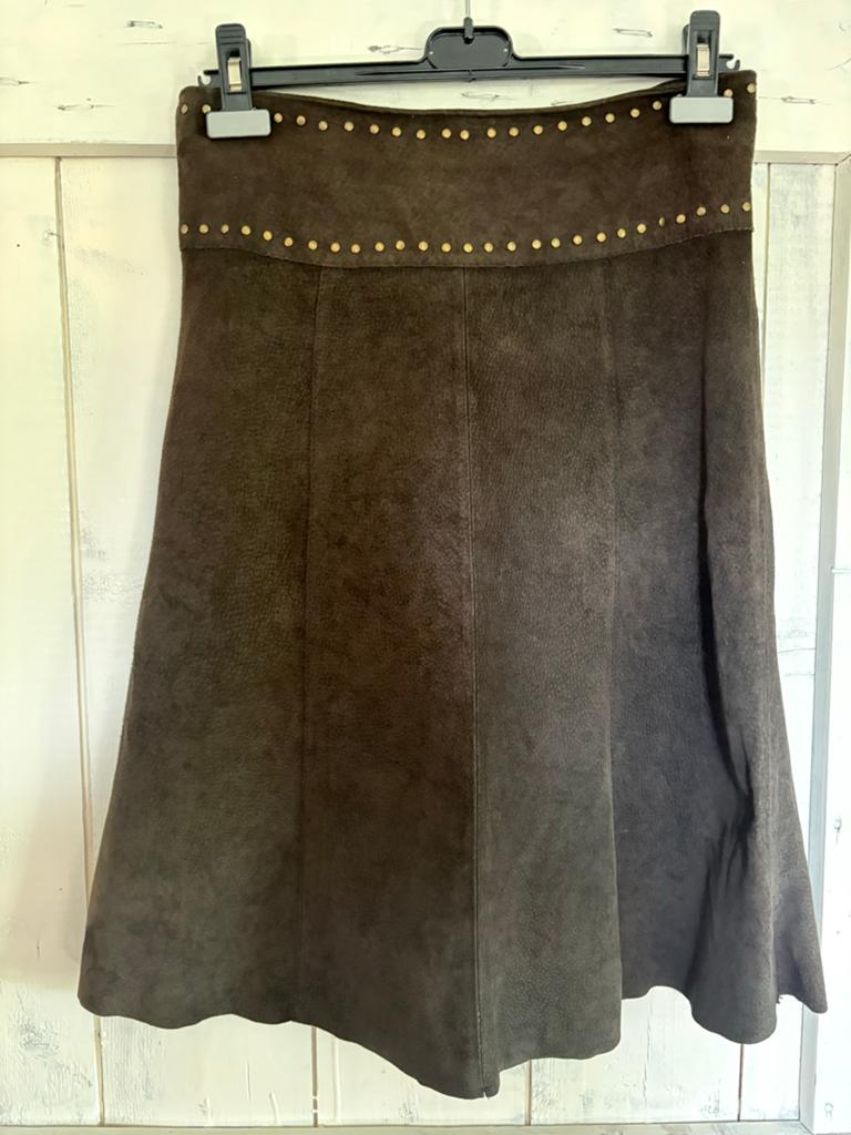 HBX Leren Rok Bruin met Studs - Maat 36 (S), Bruin, Ophalen of Verzenden, Zo goed als nieuw, Knielengte