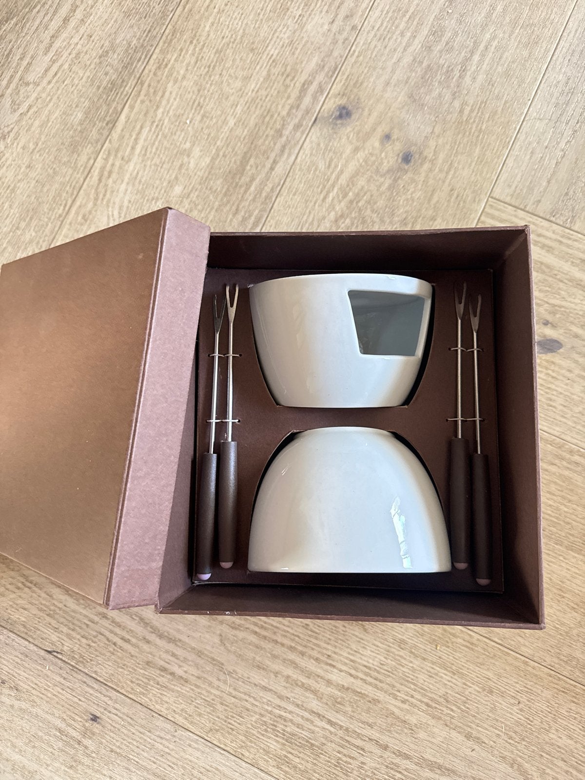 Witte Fondue Set met Vorkjes - Nieuw in Doos, Verzenden, Nieuw, Brander, Fondueset