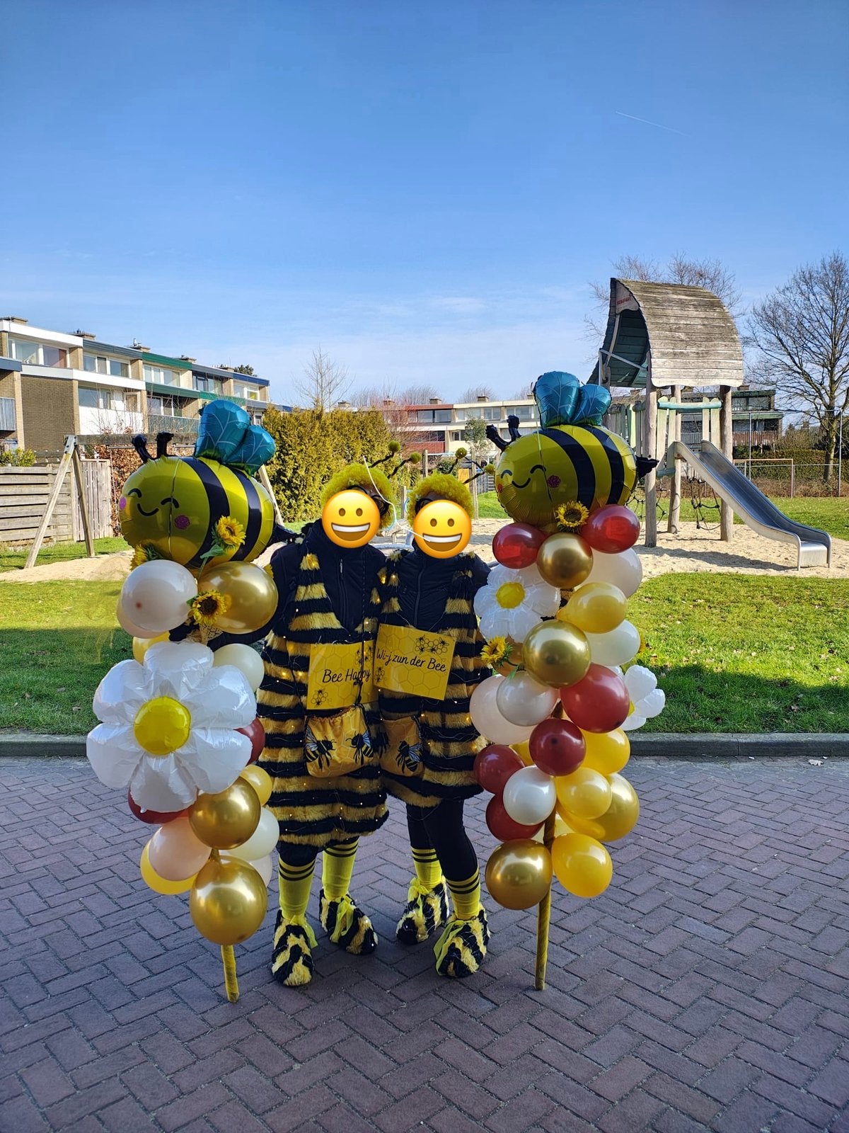 Carnavalsduo bijen pakken, Carnaval, Maat 42/44 (L), Ophalen of Verzenden, Kleding