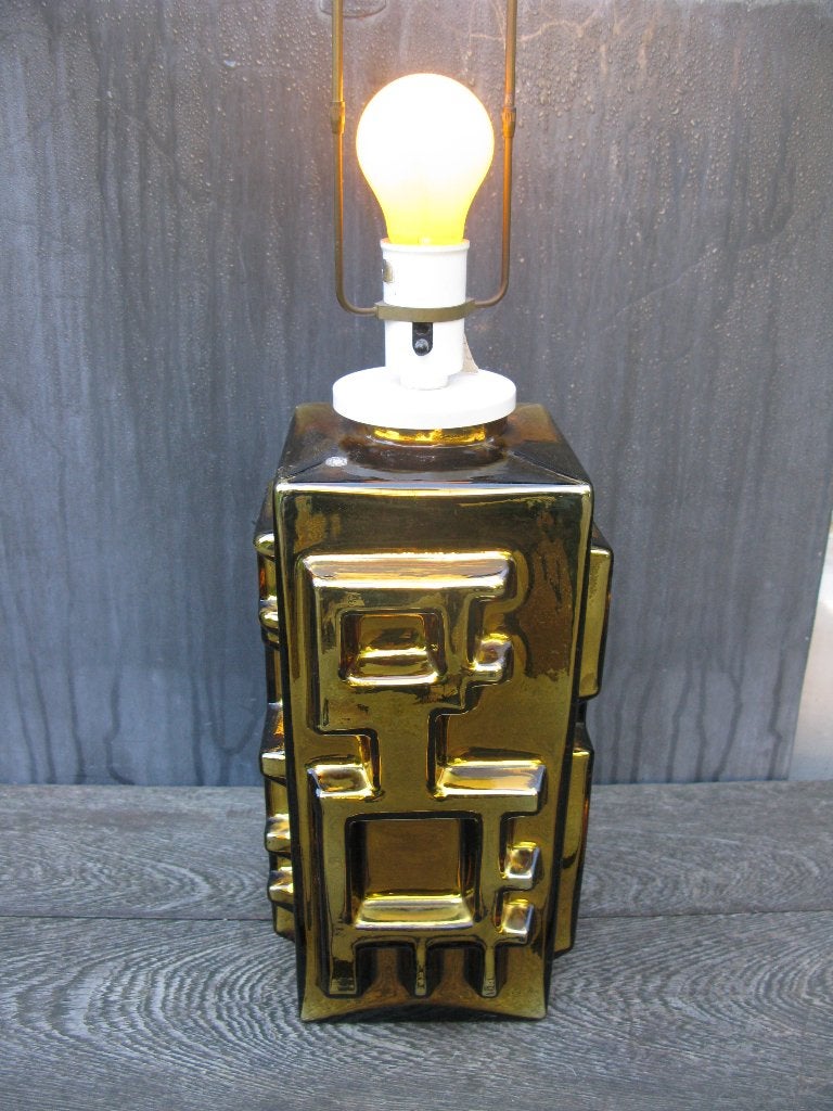 TAFELLAMP ORREFORS SWEDEN GLAS DESIGN VINTAGE, Glas, Goud, Gemerkt, Ophalen of Verzenden