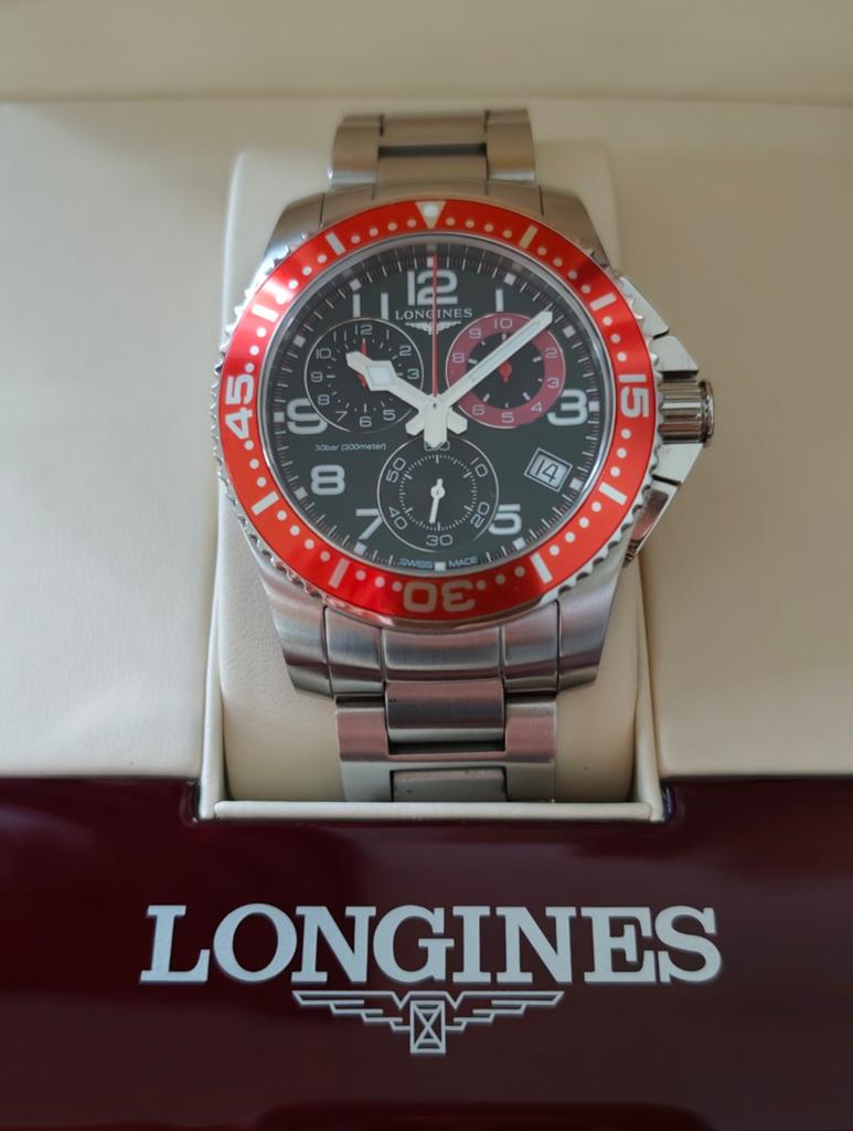 Longines HydroConquest Red | Swiss | Full Set & Top Staat, Overige merken, Staal, Staal, Polshorloge