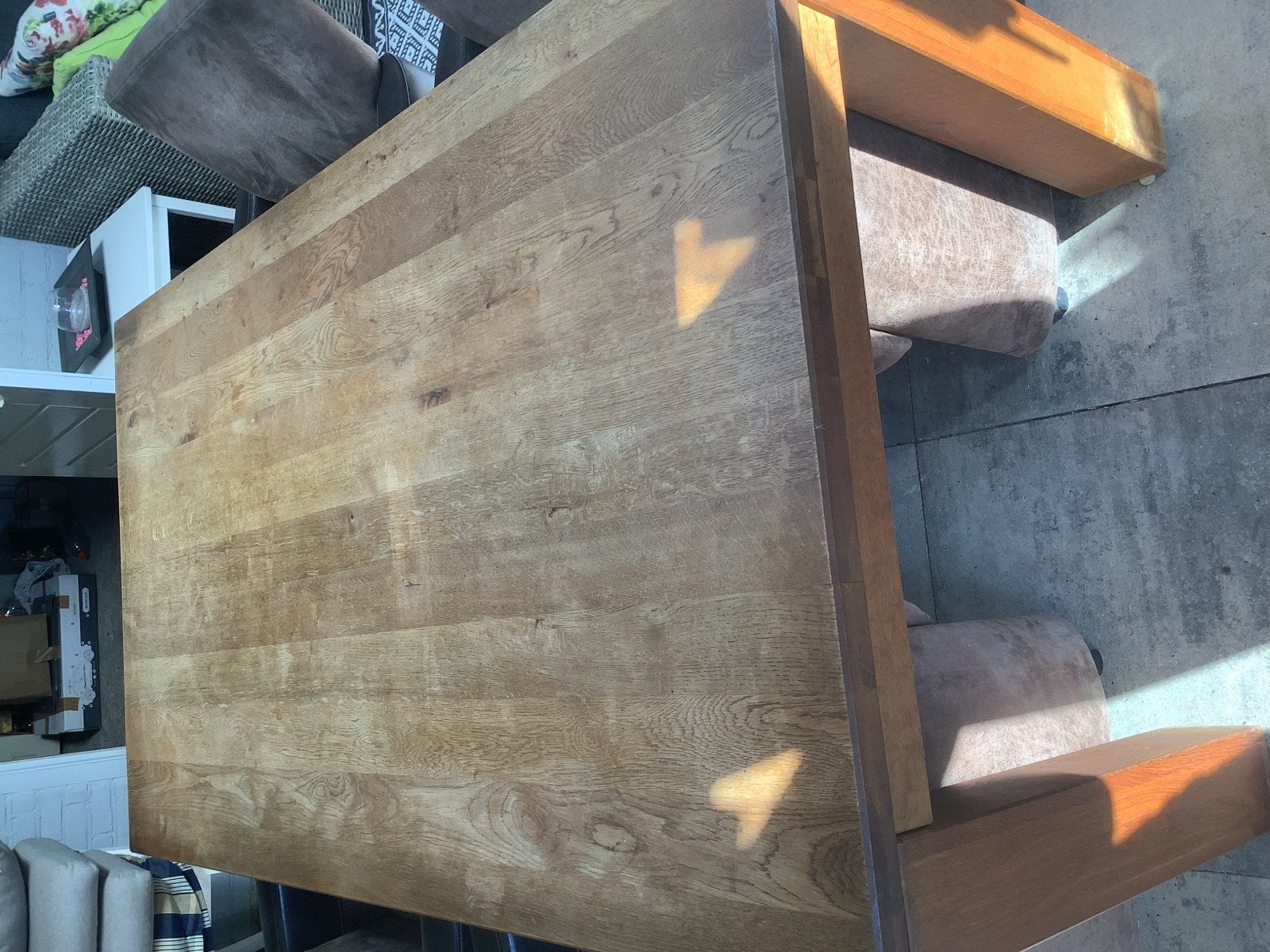 Uitschuifbare eiken eettafel met 4 eetkamerstoelen, Huis en Inrichting, Tafels | Eettafels, Ophalen, Gebruikt, Eikenhout, 50 tot 100 cm