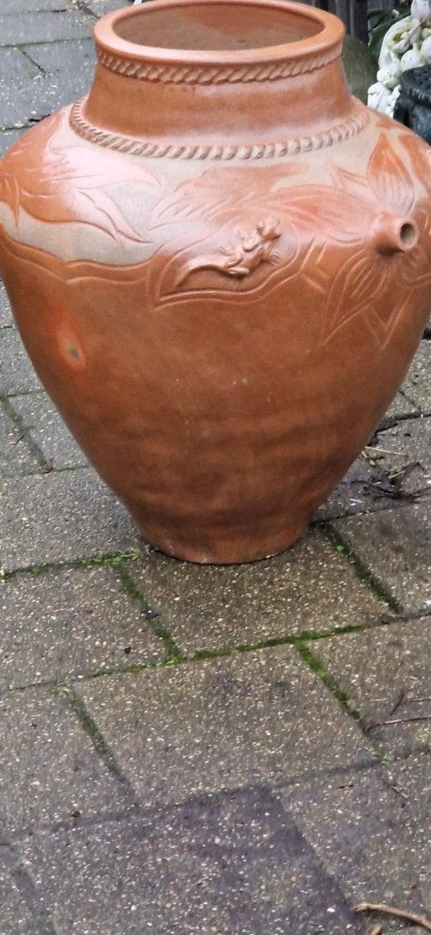 Prachtige geglazuurde terracotta vaas (brocante), Ophalen, Gebruikt