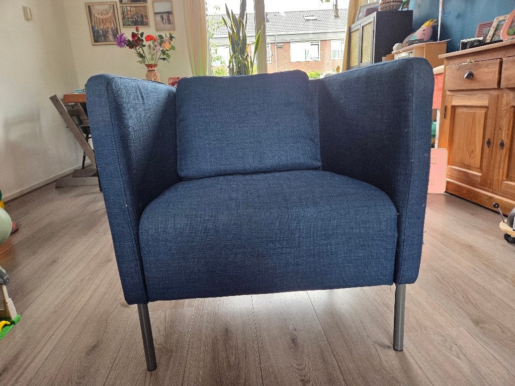 Blauwe Ikea Ekero stoel - Goede staat, comfortabel, Ophalen, Gebruikt, Blauw, Eén