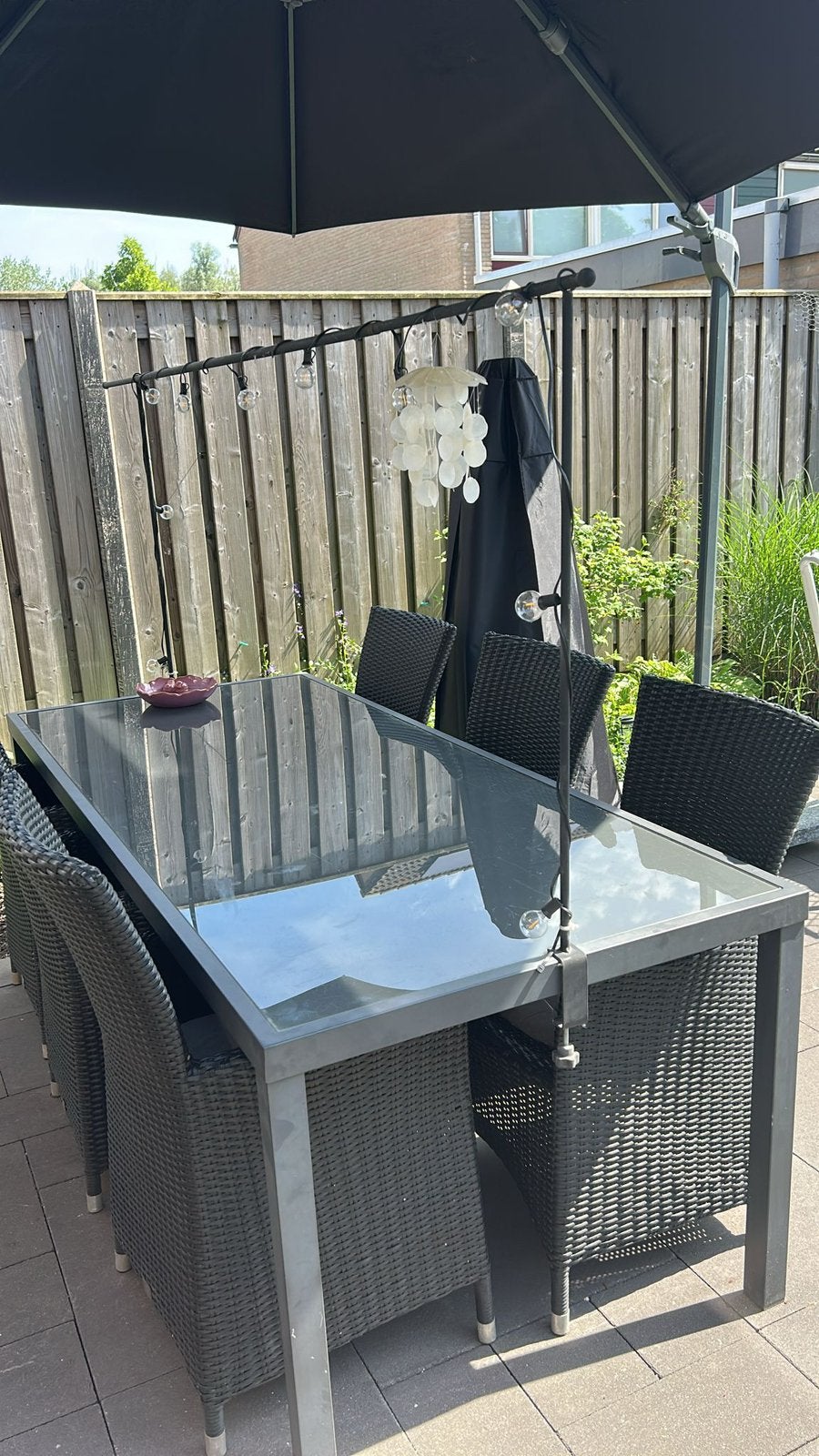 Buitentafel 210x90 cm, Ophalen, Gebruikt, Rechthoekig, Metaal