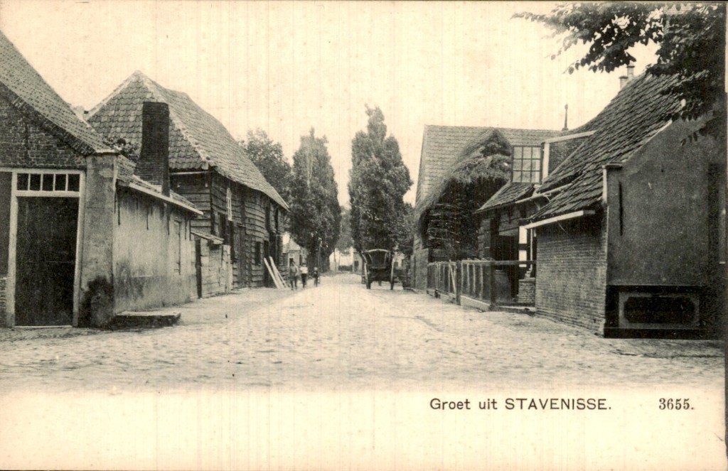 Stavenisse - Straat - Wagen en huizen, Ophalen of Verzenden, Voor 1920, Ongelopen, Zeeland