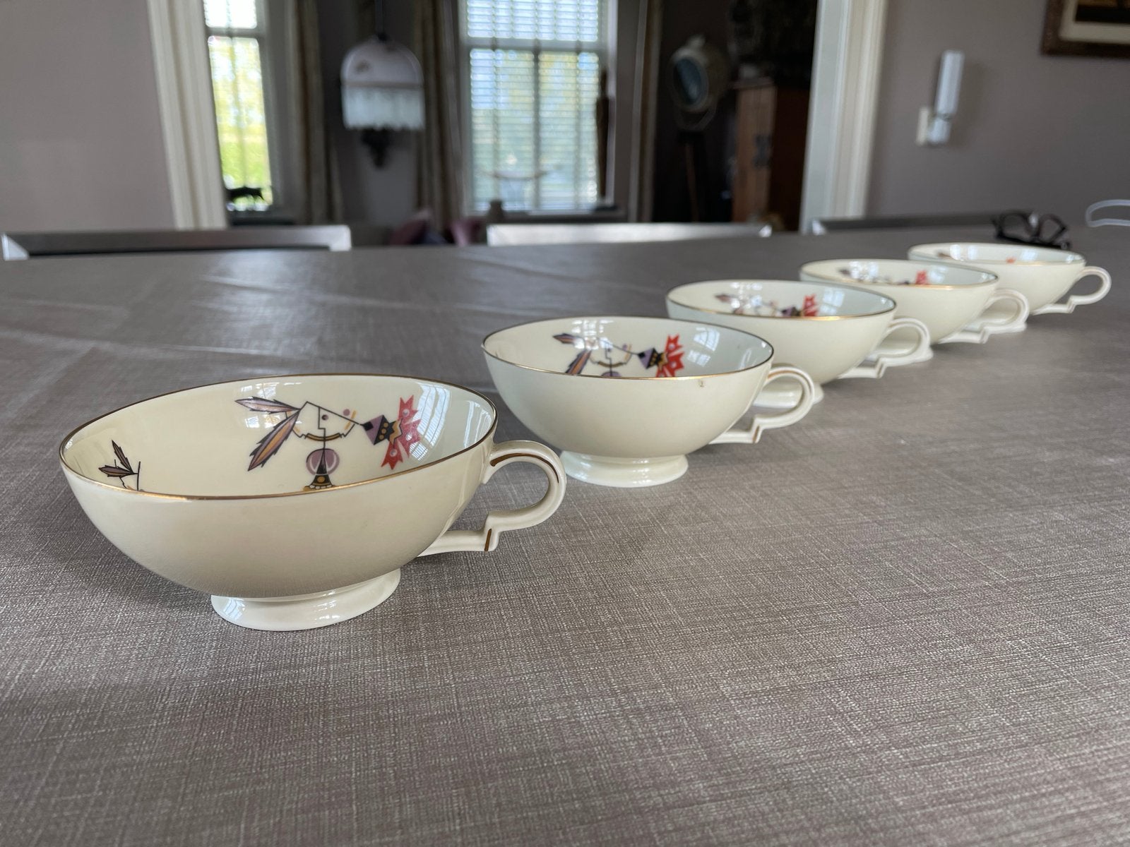 Set van 5 vintage H&C Chodau Czechoslovakia theekopjes, Ophalen