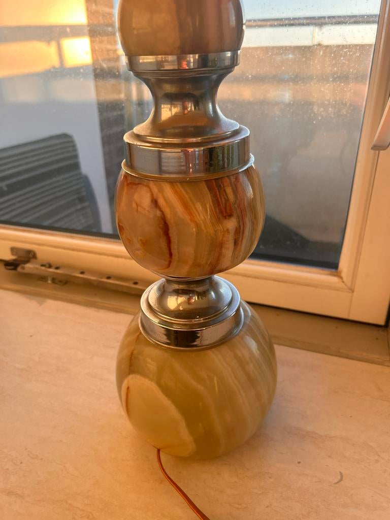 Vintage onyx Tafel Lamp -, Ophalen, Gebruikt, Metaal, 50 tot 75 cm