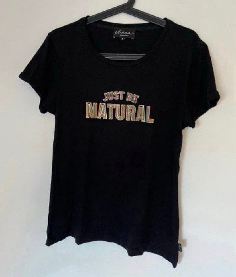 Dames shirt met tekst. Maat L, Kleding | Dames, Verzenden, Zwart, Maat 42/44 (L), Zo goed als nieuw