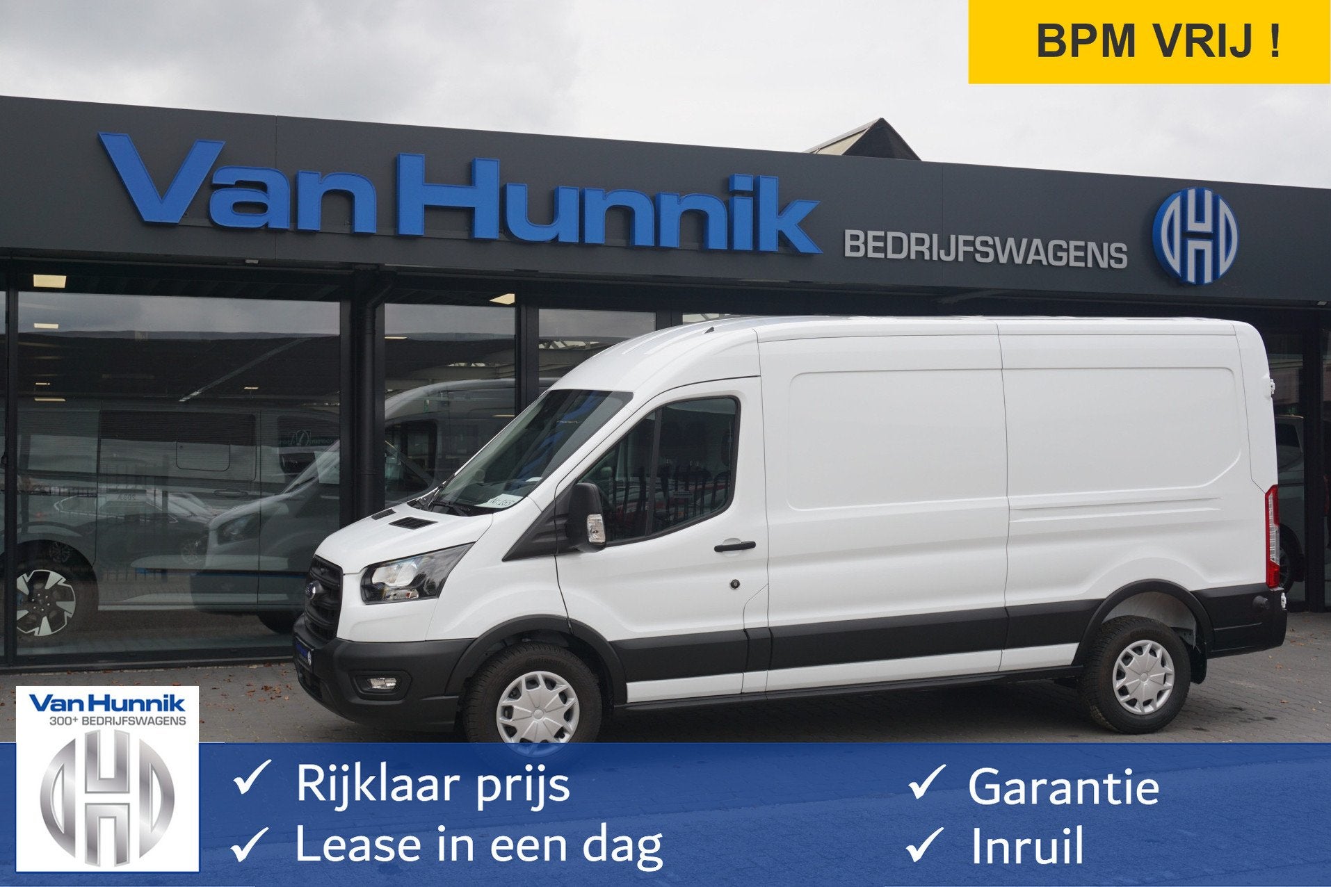 Ford Transit 350L 130PK L3H2 Trend AUT BPM VRIJ! Clima, 12", Euro 6, 4 cilinders, Wit, 14 km/l