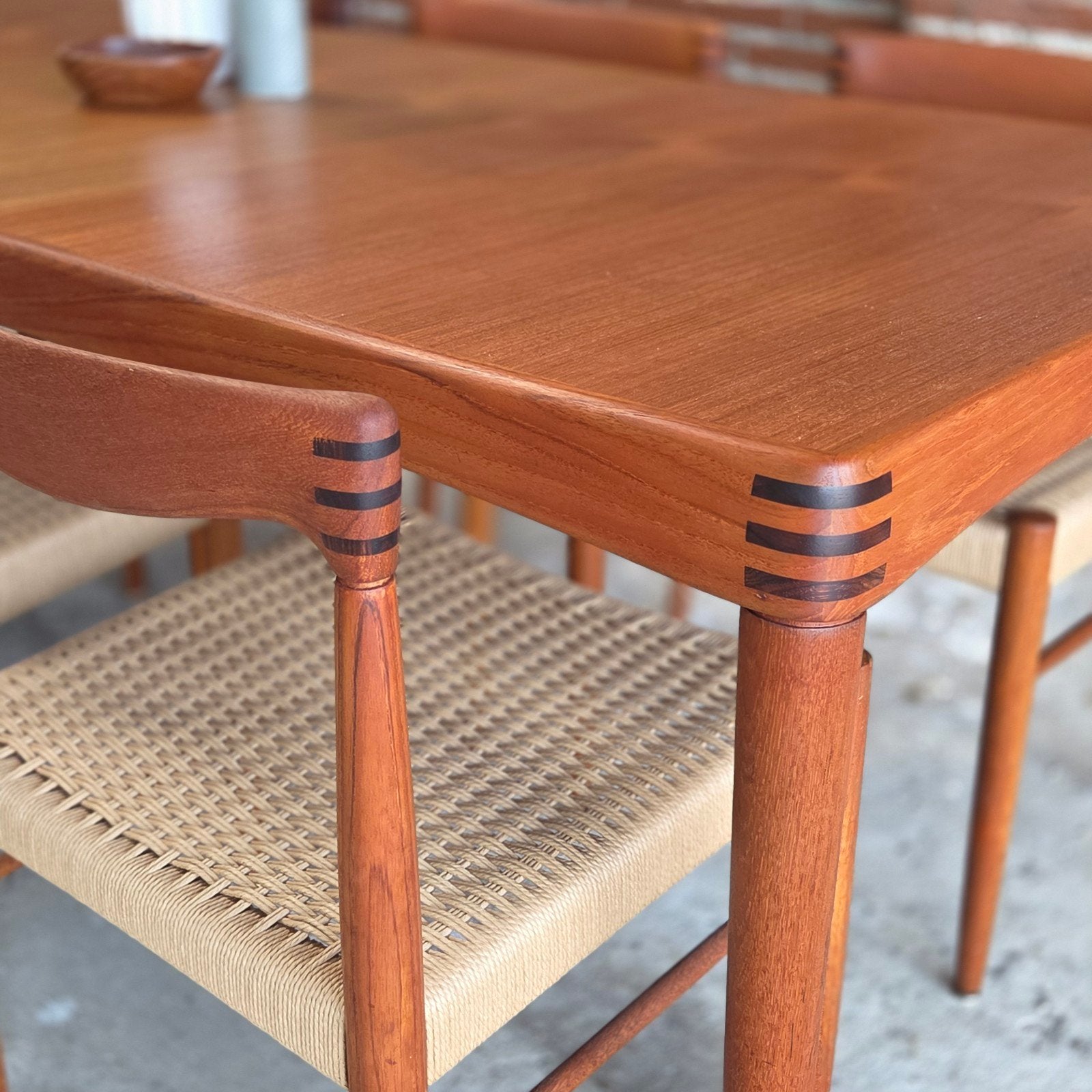 H.W. Klein, Bramin verlengbare tafel + 6 stoelen teak 60's, Ophalen, Scandinavisch, Wegner, Danish, Mid Century, Teakhout, 50 tot 100 cm