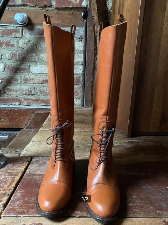 Brown leather lace up boots (Nalini), Nalini, Hoge laarzen, Bruin, Ophalen of Verzenden