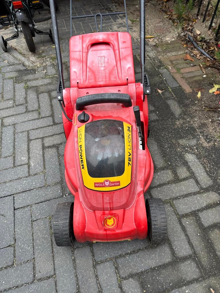 Wolf Garten 72V Li-Ion Power 34 Accu Grasmaaier, Ophalen, Cirkelmaaier, Gebruikt, Accu-grasmaaier