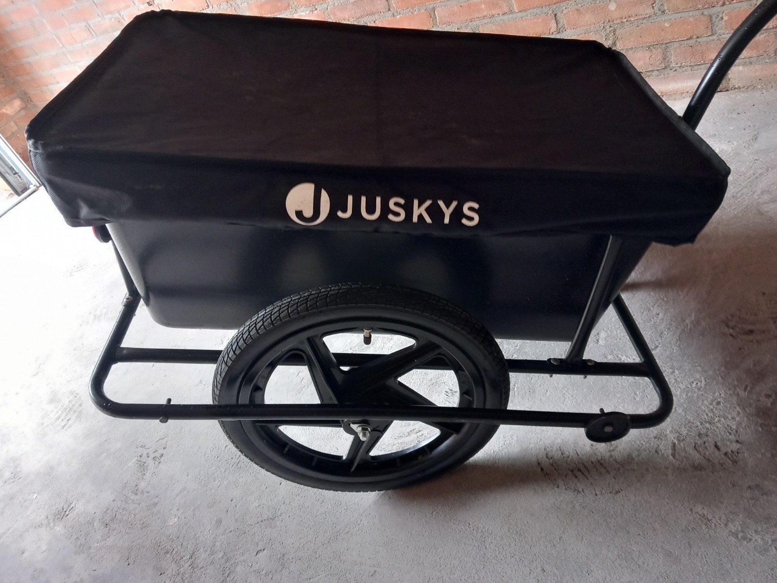 Juskys fietskar met zeil - Nieuwe binnenbanden!, Gebruikt, Bagagekar, Juskys, Ophalen of Verzenden