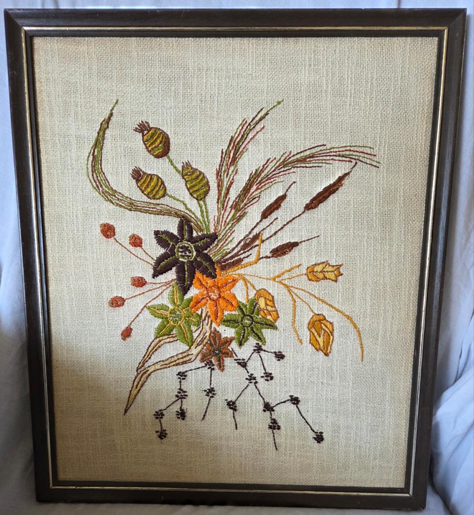 Vintage geborduurd schilderij, Ophalen of Verzenden