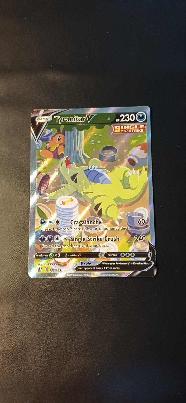 Tyranitar V Alt Art 155/163 Pokémon Kaart, Ophalen of Verzenden, Zo goed als nieuw, Losse kaart