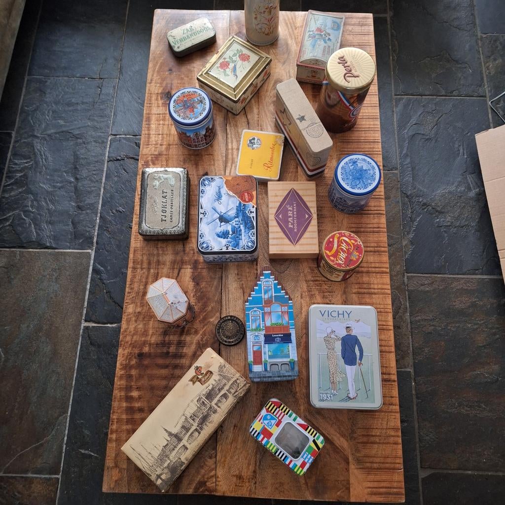 Verzameling vintage koektrommels en blikken, Ophalen of Verzenden, Gebruikt, Koek(jes), Overige merken