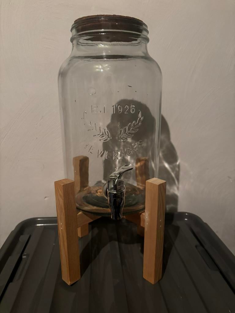 Grote glazen drankdispender, Glas of Glazen, Ophalen of Verzenden, Overige stijlen, Glas