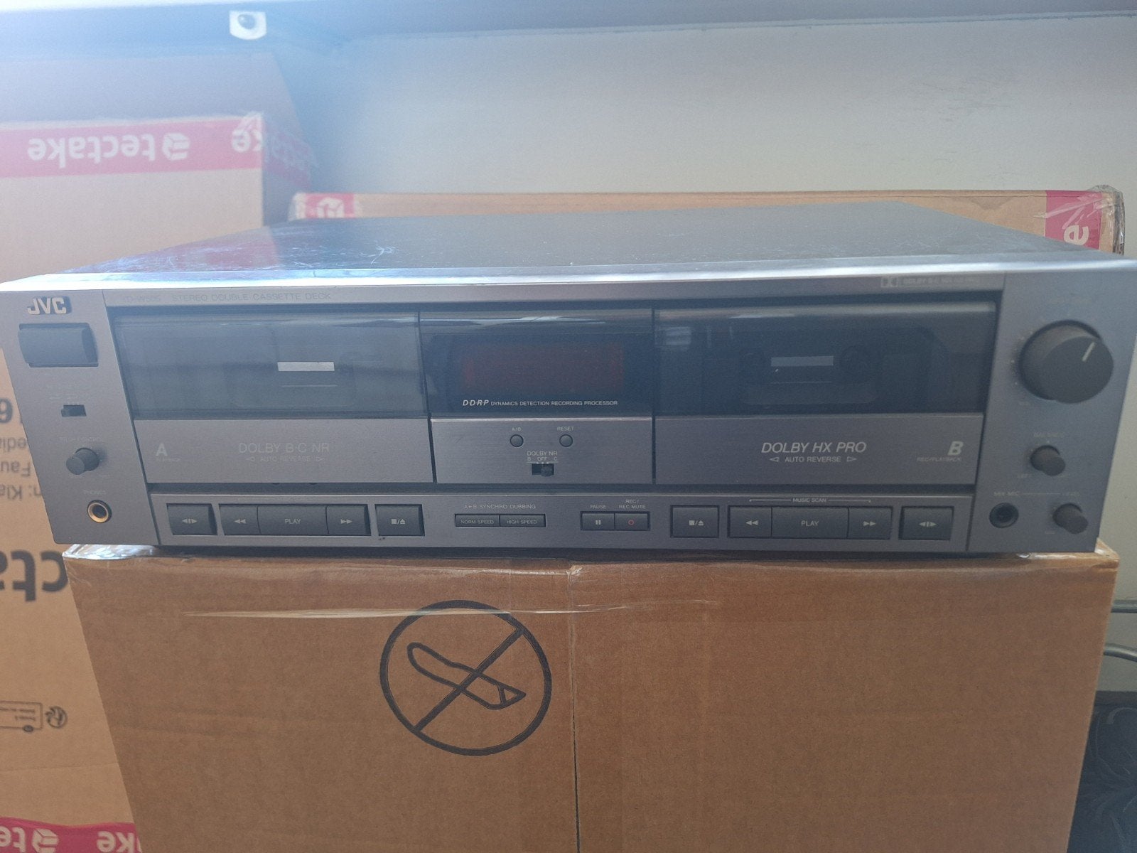 jvc duo cassette speler td-w505, Audio, Tv en Foto, Cassettedecks, Ophalen of Verzenden, Dubbel, JVC, High speed dubbing