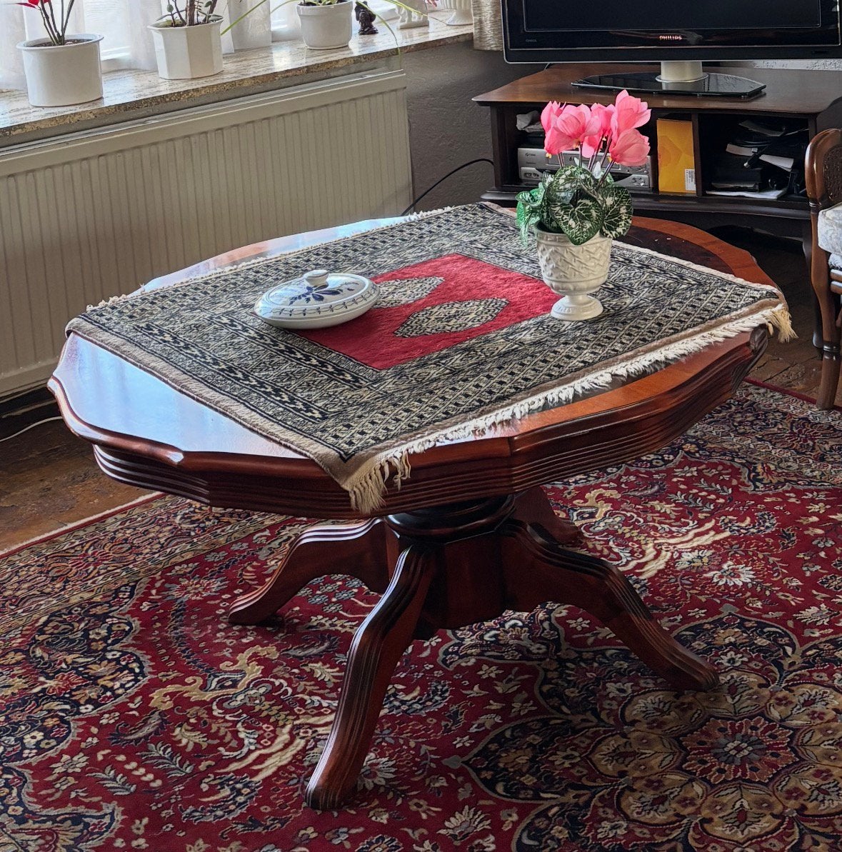 Vintage notenhout salon tafel, Ophalen